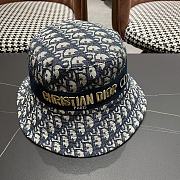 Dior Oblique Small Brim Bucket Hat White and Blue Embroidery - 4