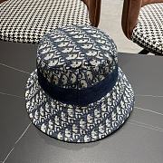 Dior Oblique Small Brim Bucket Hat White and Blue Embroidery - 3