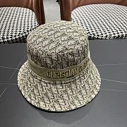 Dior Oblique Small Brim Bucket Hat White and Khaki Embroidery - 5