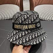 Dior Oblique Small Brim Bucket Hat White and Black Embroidery - 1