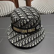 Dior Oblique Small Brim Bucket Hat White and Black Embroidery - 6