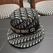 Dior Oblique Small Brim Bucket Hat White and Black Embroidery - 3