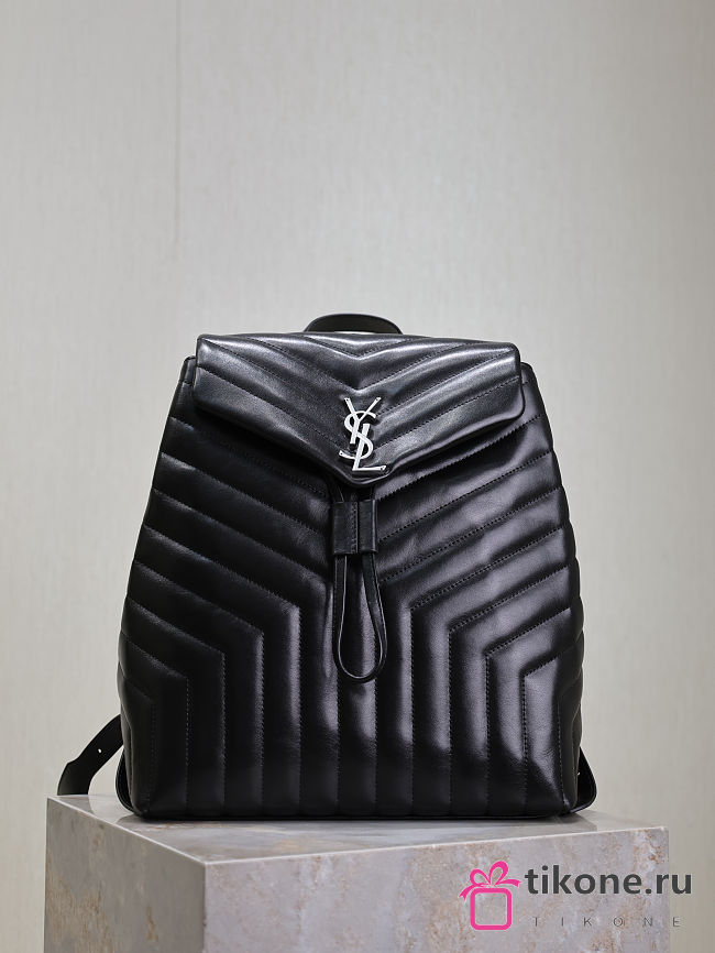 YSL Y Quilted Leather Loulou Backpack Black - 33×26×13cm - 1