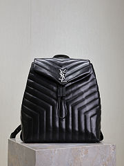 YSL Y Quilted Leather Loulou Backpack Black - 33×26×13cm - 2