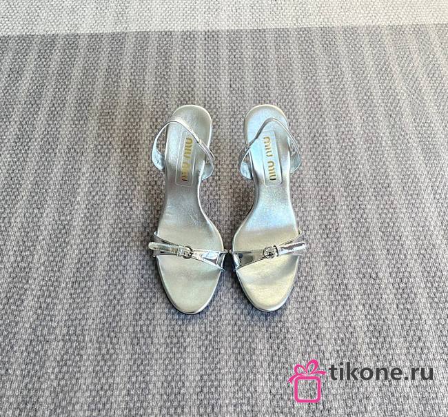 Miumiu Silver Patent Leather Sandals 105mm - 1