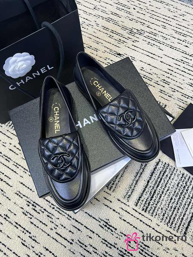 Chanel CC Gold Loafers Full Black  - 1