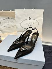 Prada Black Mesh Fabric Slingback Pumps 75mm - 3