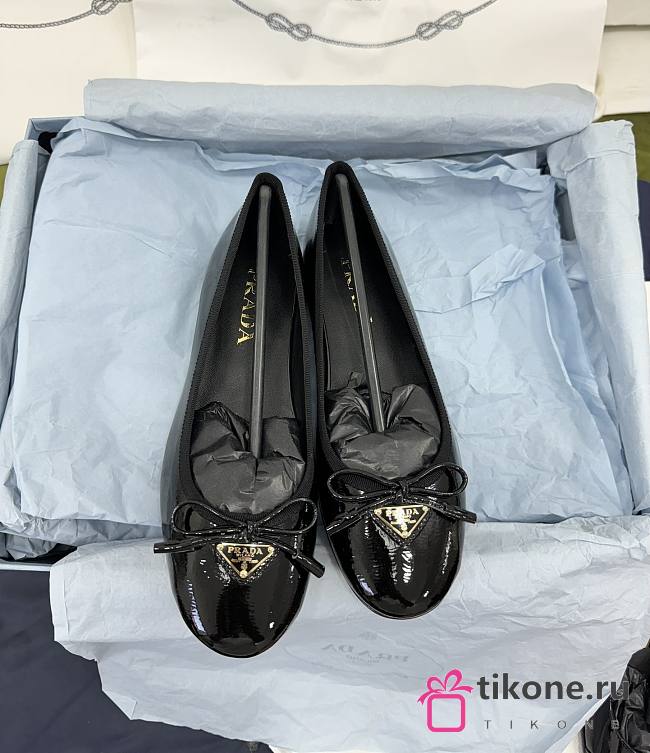 Prada Black Naplak Patent Leather Ballerinas  - 1