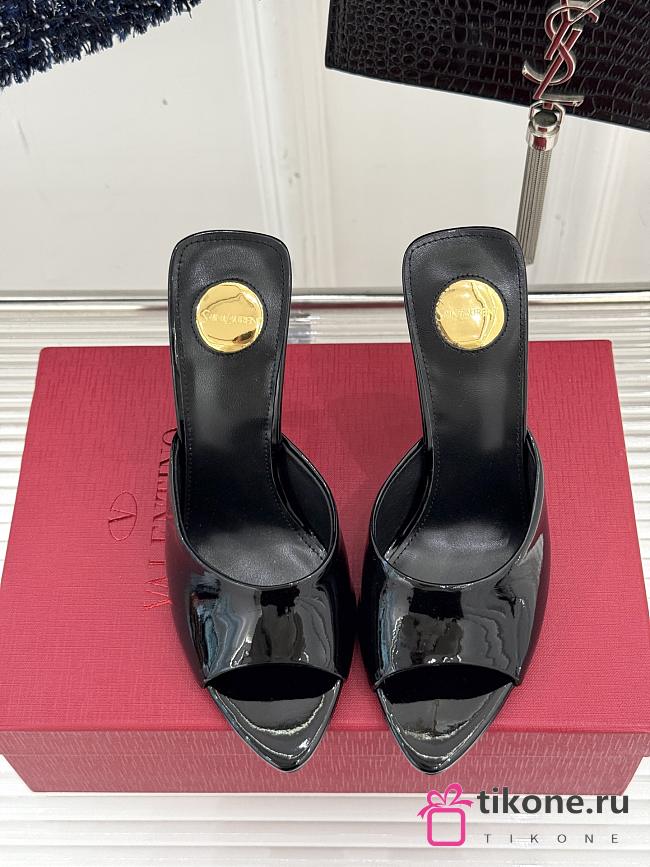 YSL Romy Mules In Patent Leather Black 9cm - 1