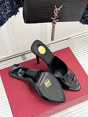YSL Romy Mules In Patent Leather Black 9cm - 3
