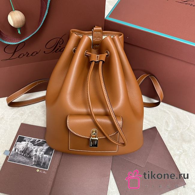 Loro Piana Extra Drawstring Backpack L27 Cognac - 25x27x14cm - 1