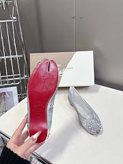 Christian Louboutin Marlougiela Strass Ballerinas Strass Mesh And Patent Calf Leather Silver - 6