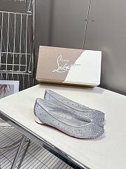 Christian Louboutin Marlougiela Strass Ballerinas Strass Mesh And Patent Calf Leather Silver - 1
