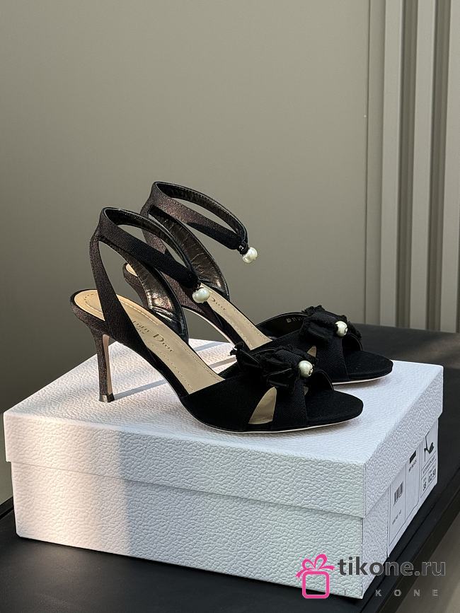 Dior Adiorable Heeled Sandal Black Fringed Grosgrain 8cm - 1