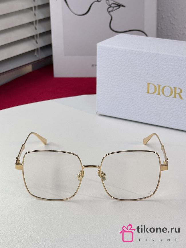 Dior Cannage S1F Gold Finish Metal Square Glasses with Blue Light Filter - 1