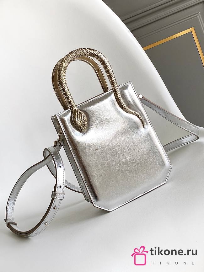 Blvgari Serpentine Tote Calf Leather Silver - 13x17.5x5.5cm - 1