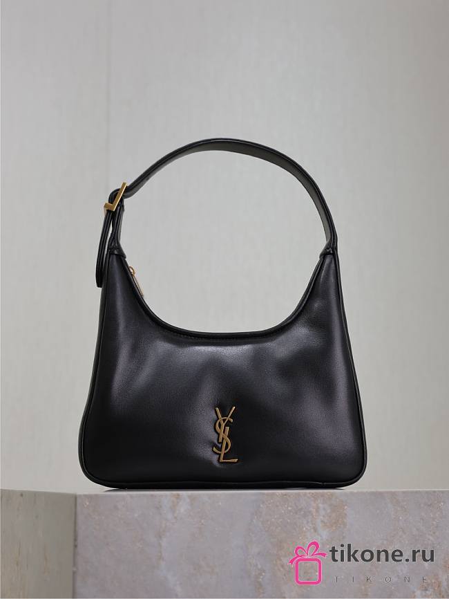 YSL Calypso Mini Hobo In Plunged Lambskin Black - 20×12×5 - 1