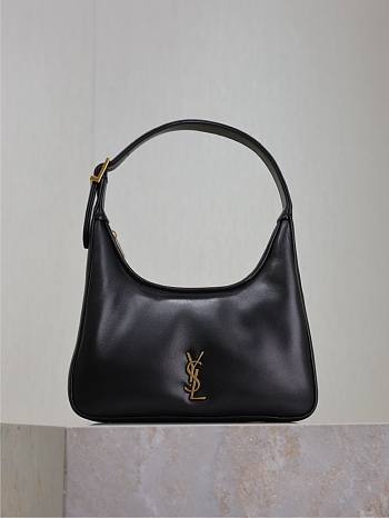 YSL Calypso Mini Hobo In Plunged Lambskin Black - 20×12×5