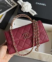 Chanel Clutch With Chain With Handle Grained Calfskin Red - 18x10x4.5cm - 5