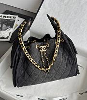 Chanel 25 Small Handbag Washed Denim Gold-Tone Metal Black - 30x26x14cm - 1