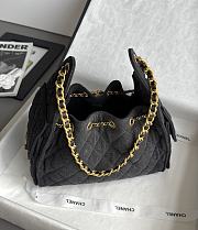 Chanel 25 Small Handbag Washed Denim Gold-Tone Metal Black - 30x26x14cm - 5