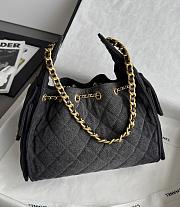 Chanel 25 Small Handbag Washed Denim Gold-Tone Metal Black - 30x26x14cm - 3