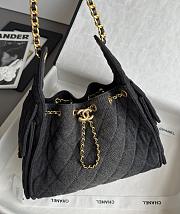 Chanel 25 Small Handbag Washed Denim Gold-Tone Metal Black - 30x26x14cm - 2
