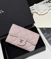 Chanel Classic Flap Card Holder Caviar Gold Light Pink - 7.5x11.3x2.1cm - 1
