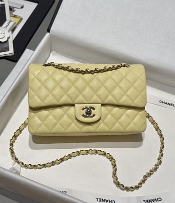 Chanel Classic Light Yellow Caviar Light Gold Hardware Bag - 15.5×25.5×6.5cm