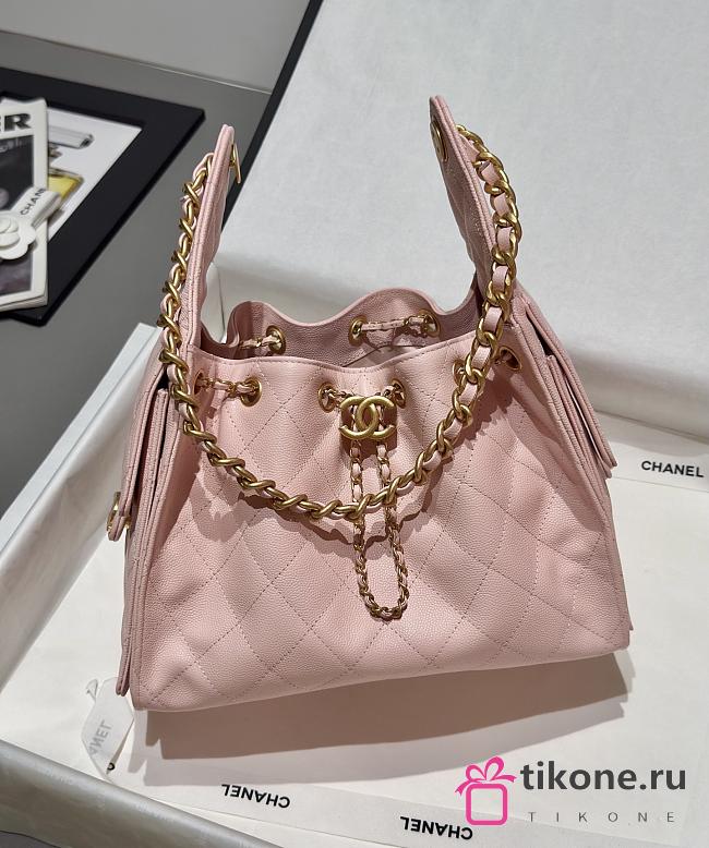 Chanel 25 Handbag Small Grained Calfskin Gold Tone Metal Pink - 30x26x14cm - 1