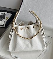 Chanel 25 Handbag Small Grained Calfskin Gold Tone Metal White - 30x26x14cm - 6