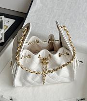 Chanel 25 Handbag Small Grained Calfskin Gold Tone Metal White - 30x26x14cm - 5
