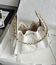 Chanel 25 Handbag Small Grained Calfskin Gold Tone Metal White - 30x26x14cm - 3