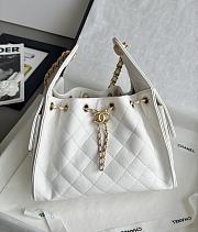 Chanel 25 Handbag Small Grained Calfskin Gold Tone Metal White - 30x26x14cm - 2