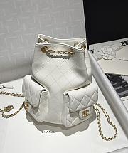 Chanel Backpack Shiny Lambskin Gold Tone Metal White - 24.5x18x8cm - 6