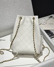 Chanel Backpack Shiny Lambskin Gold Tone Metal White - 24.5x18x8cm - 5