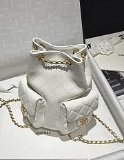 Chanel Backpack Shiny Lambskin Gold Tone Metal White - 24.5x18x8cm - 4