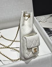 Chanel Backpack Shiny Lambskin Gold Tone Metal White - 24.5x18x8cm - 3