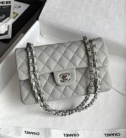 Chanel Classic Gray Caviar Silver Hardware Bag - 14.5x23x6cm - 3