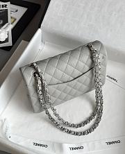 Chanel Classic Gray Caviar Silver Hardware Bag - 14.5x23x6cm - 6