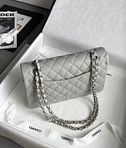 Chanel Classic Gray Caviar Silver Hardware Bag - 15.5×25.5×6.5cm - 2