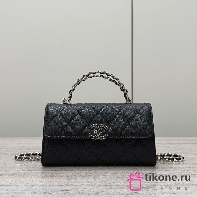 Chanel Clutch With Chain With Handle Grained Calfskin Black - 18x10x4.5cm - 1