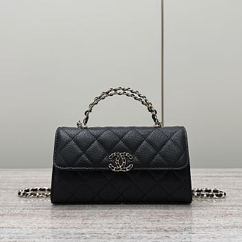 Chanel Clutch With Chain With Handle Grained Calfskin Black - 18x10x4.5cm