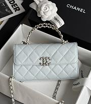 Chanel Clutch With Chain With Handle Grained Calfskin Light Blue - 18x10x4.5cm - 1