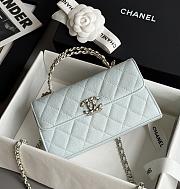 Chanel Clutch With Chain With Handle Grained Calfskin Light Blue - 18x10x4.5cm - 2