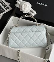 Chanel Clutch With Chain With Handle Grained Calfskin Light Blue - 18x10x4.5cm - 5