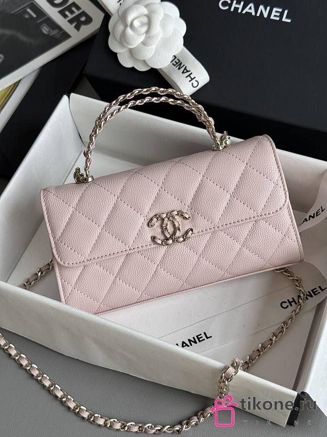 Chanel Clutch With Chain With Handle Grained Calfskin Light Pink - 18x10x4.5cm - 1