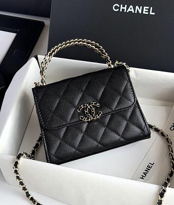 Chanel Clutch With Chain Grained Shiny Calfskin Gold-Tone Metal Black - 11.5x14.5x5.5cm