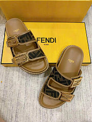 Fendi Feel Brown FF Fabric Slides Brown - 3