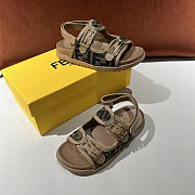 Fendi Sandal Kid Feel Brown FF Fabric Brown - 6